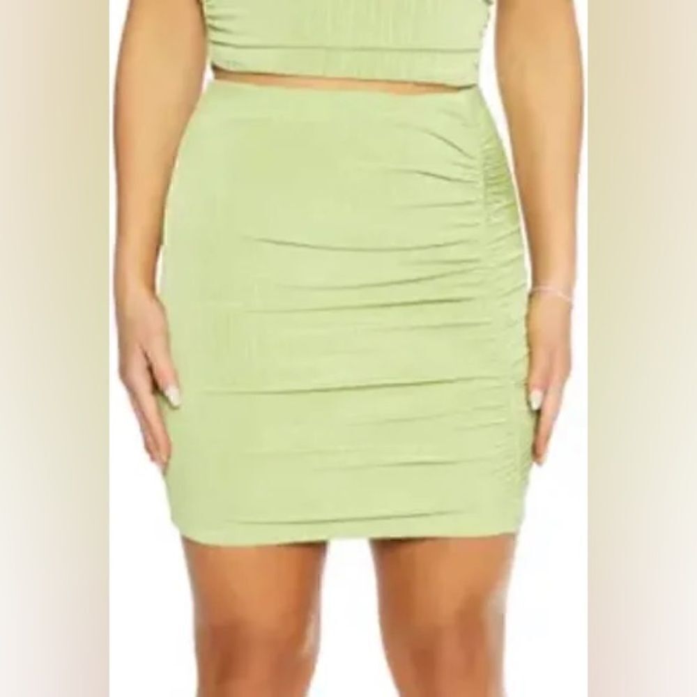 Naked Wardrobe | ruched detail mini skirt in tan